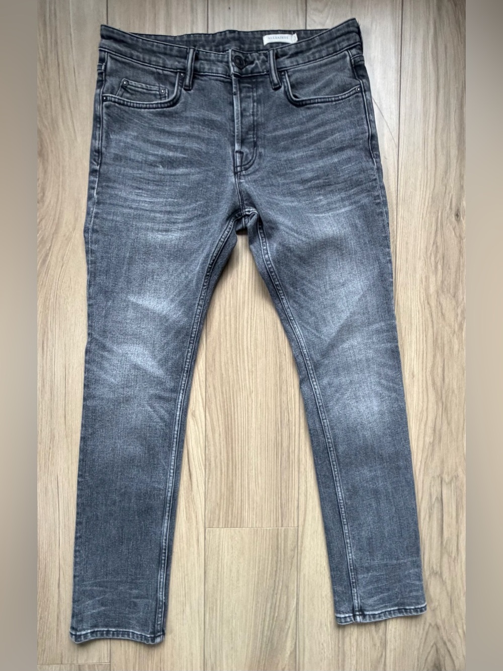 ALLSAINTS Jeans Men's 32x30 Black Cigarette Slim Straight Button Fly Denim Pants